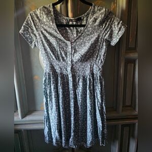 Green Floral Button-Front Short Sleeve Blouse